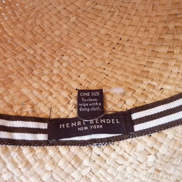 Henri Bendel wide brim fringe raffia straw hat OS - Picture 4 of 5